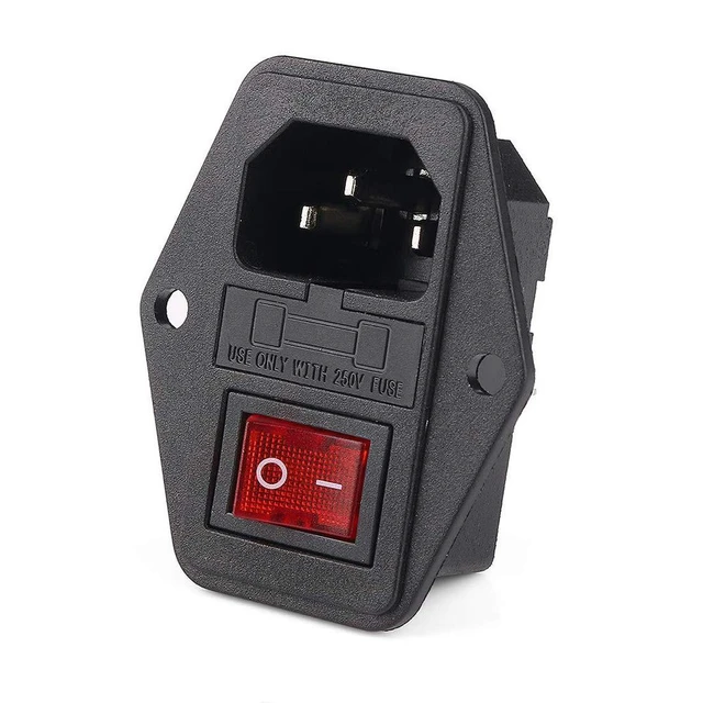 Alt view image 2 of 5 - AJMRTC 3Pcs AC 250V 10A 3 Terminal IEC Power Socket with Fuse Holder & ON/OFF Rocker Switch, Arc Panel Mount Inlet Module for Desktop, Instrument, Power Supply
