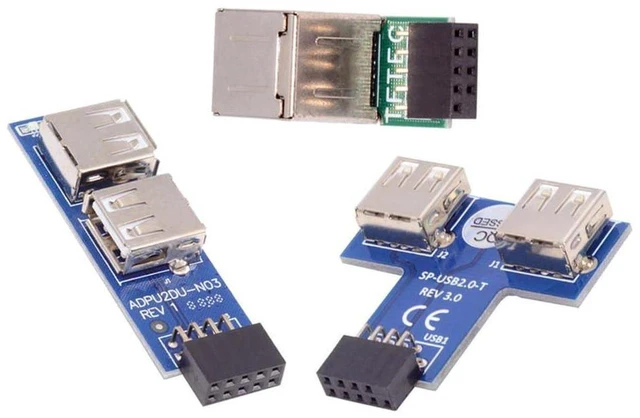 Main image of AJMRTC 3Pcs Motherboard 9Pin USB2.0 Header Female to Dual USB Female Adapter, Vertical & Horizontal Type Front Panel USB 2.0 Internal Connector