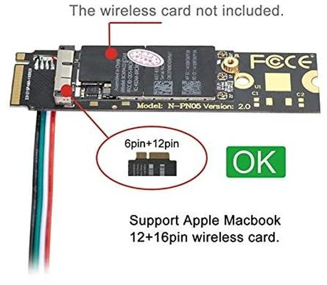 Alt view image 2 of 7 - AJMRTC WiFi Card to M.2 NGFF Key-M Adapter, For BCM94360CD BCM94360CS BCM943602CS BCM94360CS2 Wireless Card, NVMe M.2 Key-M Slot Converter