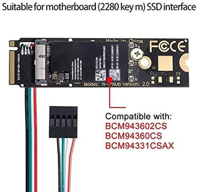 Alt view image 7 of 7 - AJMRTC WiFi Card to M.2 NGFF Key-M Adapter, For BCM94360CD BCM94360CS BCM943602CS BCM94360CS2 Wireless Card, NVMe M.2 Key-M Slot Converter