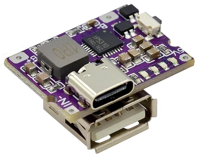 Alt view image 5 of 6 - AJMRTC 2Pcs 5V 3A Charge Discharge Integrated Module, USB A & USB-C Port Lithium Battery Charging Boost Power Bank Circuit Board