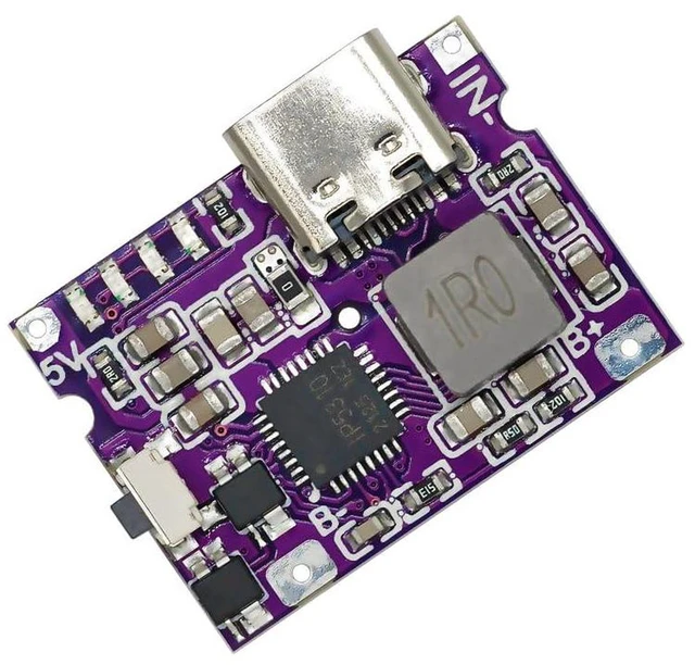 Alt view image 2 of 6 - AJMRTC 2Pcs 5V 3A Charge Discharge Integrated Module, USB A & USB-C Port Lithium Battery Charging Boost Power Bank Circuit Board