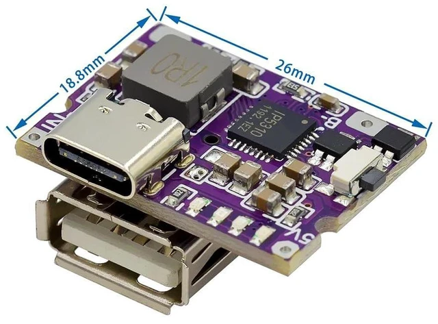 Alt view image 3 of 6 - AJMRTC 2Pcs 5V 3A Charge Discharge Integrated Module, USB A & USB-C Port Lithium Battery Charging Boost Power Bank Circuit Board