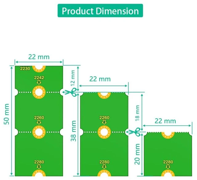 Alt view image 4 of 7 - AJMRTC M.2 NGFF 2230 to 2280 SSD Extension Adapter, Convert 2230 2242 2260 to 2280 Size, M-Key NVMe NGFF Transfer Card, Compatible with Laptop Desktop M.2 U.2 M3 SSD, No Driver Required, 3 Pairs Pack