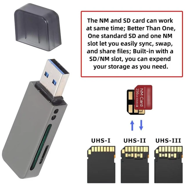 Alt view image 4 of 7 - AJMRTC 2-in-1 USB 3.0 NM SD Card Reader, Nano Memory Card & SD SDHC SDXC MMC Memory Card Reader Adapter, OTG Supported for Laptop Desktop Smartphones