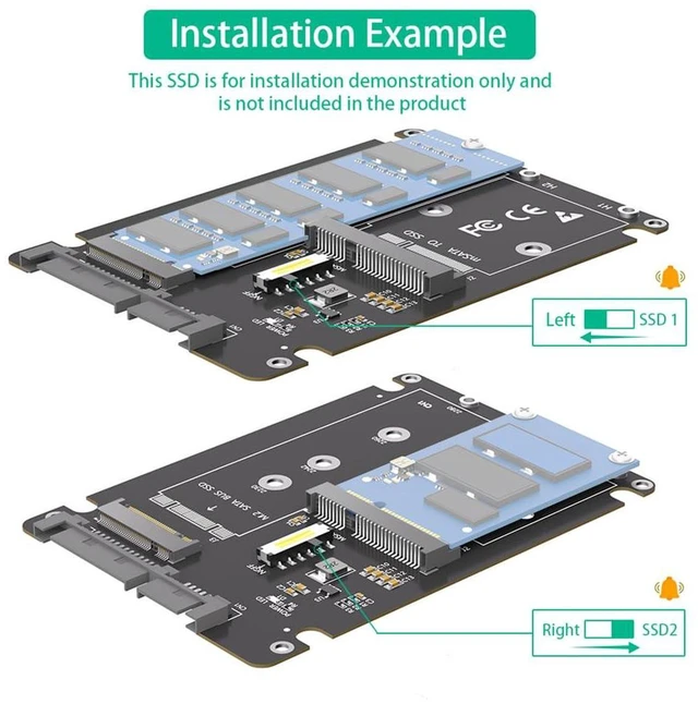 Alt view image 6 of 7 - AJMRTC 6Gbps M.2 NGFF B Key & mSATA SSD to 2.5 Inch SATA3 Adapter with Plastic Enclosure, Parallel PCB Version, Supports Full Size mSATA & M.2 SATA SSD