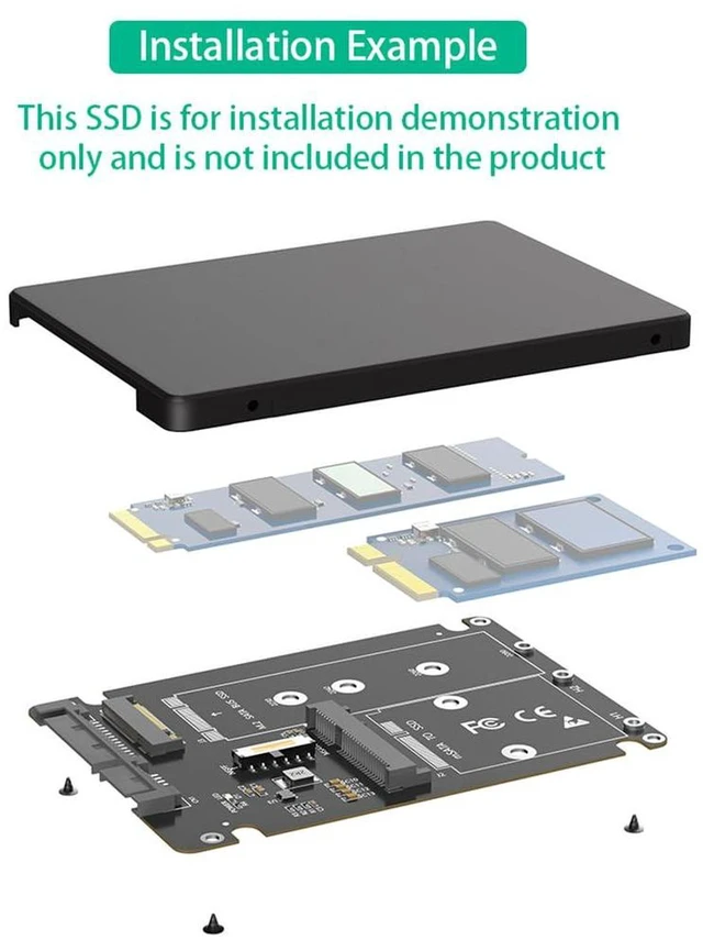 Alt view image 7 of 7 - AJMRTC 6Gbps M.2 NGFF B Key & mSATA SSD to 2.5 Inch SATA3 Adapter with Plastic Enclosure, Parallel PCB Version, Supports Full Size mSATA & M.2 SATA SSD