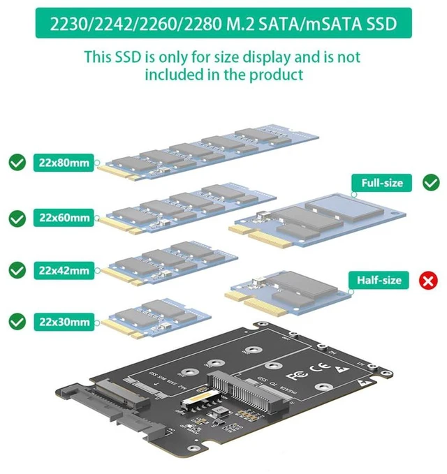 Alt view image 4 of 7 - AJMRTC 6Gbps M.2 NGFF B Key & mSATA SSD to 2.5 Inch SATA3 Adapter with Plastic Enclosure, Parallel PCB Version, Supports Full Size mSATA & M.2 SATA SSD