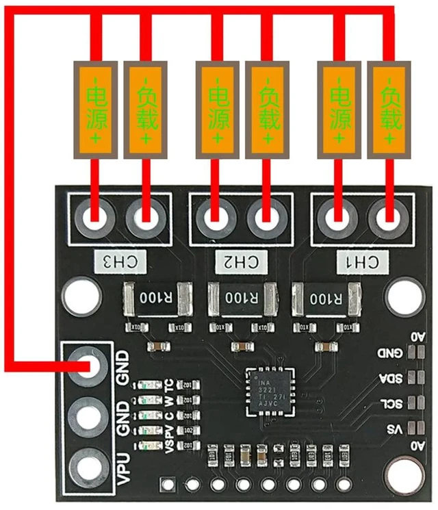 Alt view image 4 of 6 - AJMRTC 2 Pack INA3221 Triple Channel High-Side Voltage Current Power Monitor Module, I2C Interface, 0-26V Bus Voltage Measurement for Raspberry Pi, MCU Power Detection