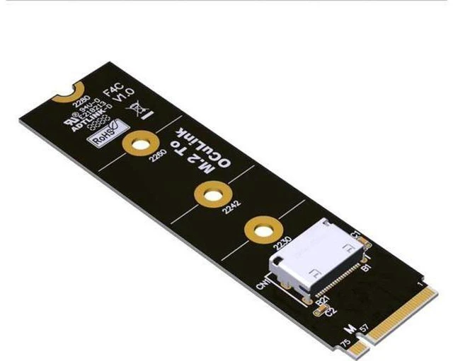 Main image of AJMRTC PCIe 4.0 M.2 M-Key to OCuLink SFF-8612 Host Adapter, Adjustable 2230 2242 2260 2280 NVMe Riser, 64Gbps High-Speed External Expansion Card for Mini PC, ITX, Storage Docking & eGPU
