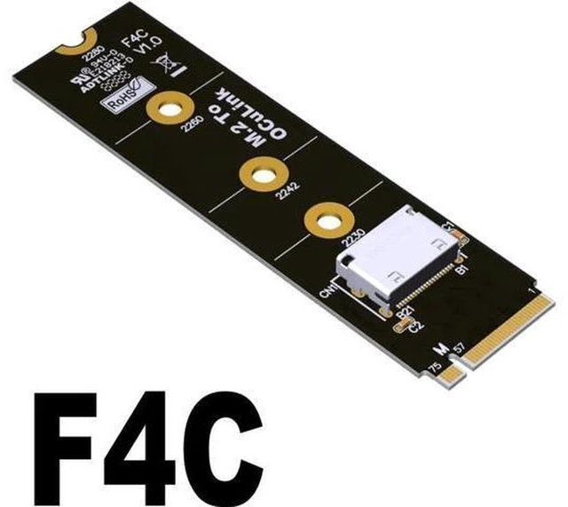Alt view image 2 of 2 - AJMRTC PCIe 4.0 M.2 M-Key to OCuLink SFF-8612 Host Adapter, Adjustable 2230 2242 2260 2280 NVMe Riser, 64Gbps High-Speed External Expansion Card for Mini PC, ITX, Storage Docking & eGPU