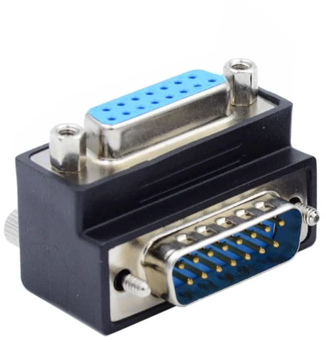 Alt view image 2 of 7 - AJMRTC 90 Degree Up Angled DSUB D-subminiature 15Pin Male to Female Extension Adapter, 2-Row DB15 Straight-Through Serial Corner Connector, Not for HDB15 VGA, for Industrial RS232 IO Servo Wiring