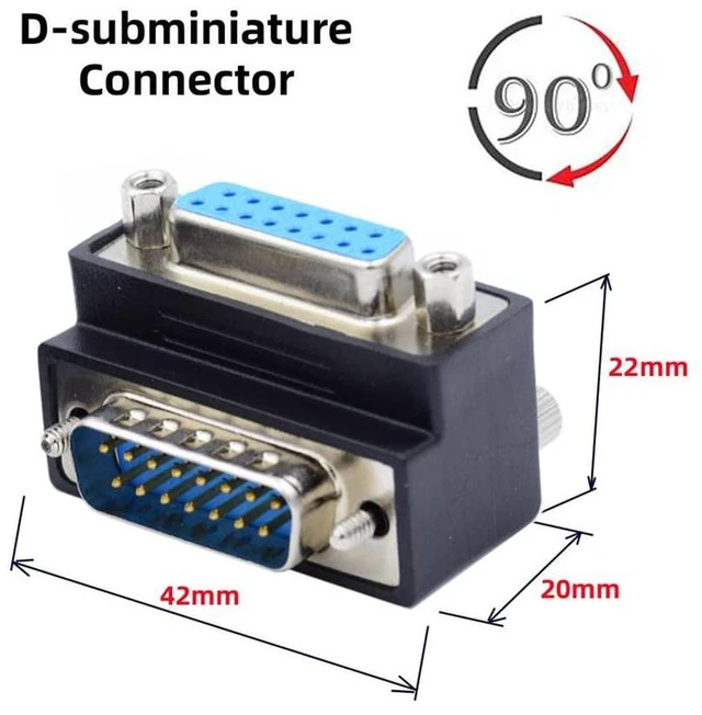 Alt view image 6 of 7 - AJMRTC 90 Degree Up Angled DSUB D-subminiature 15Pin Male to Female Extension Adapter, 2-Row DB15 Straight-Through Serial Corner Connector, Not for HDB15 VGA, for Industrial RS232 IO Servo Wiring