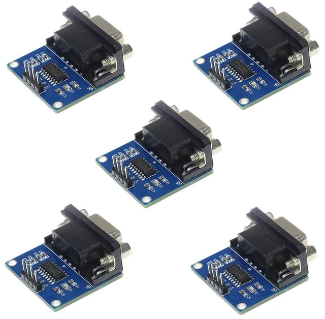 Main image of AJMRTC 5Pcs MAX3232 RS232 to TTL Serial Converter Module, MAX232CSE UART Breakout Board, Bidirectional Level Converter for MCU Serial Debugging, Industrial Communication