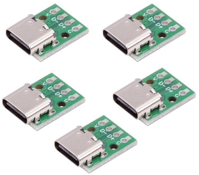Main image of AJMRTC 5Pcs Type-C Female Connector with PCBA, USB2.0 4Pin Solder Wire Type DIY OEM Reversible Charging Data Socket for Electronic Repair, DIY Handheld, Speaker, Controller Modification