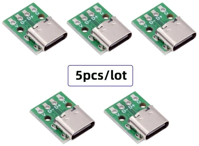 Alt view image 6 of 7 - AJMRTC 5Pcs Type-C Female Connector with PCBA, USB2.0 4Pin Solder Wire Type DIY OEM Reversible Charging Data Socket for Electronic Repair, DIY Handheld, Speaker, Controller Modification