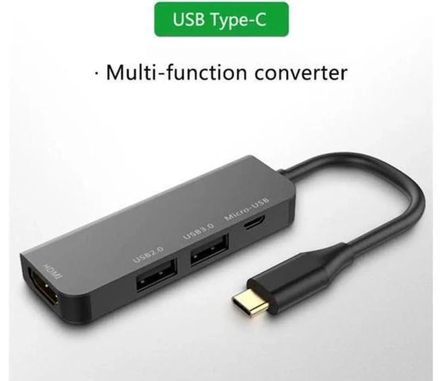 Alt view image 2 of 6 - AJMRTC 5-in-1 Type-C Multiport Docking Station, USB3.0 + USB2.0 + Micro USB + HDMI-Compatible Video Output Hub, Portable Adapter Compatible with Type-C Laptops, Tablet, PC for Office, Home, Travel