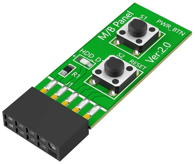 Main image of AJMRTC 2x5 Pin Motherboard Test Switch Board Adapter, Power ON/OFF & Reset Pushbutton Module with LED Indicator for Bare Desktop PC Bench Testing, 1 Piece