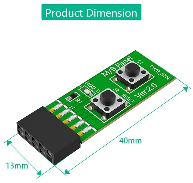 Alt view image 5 of 6 - AJMRTC 2x5 Pin Motherboard Test Switch Board Adapter, Power ON/OFF & Reset Pushbutton Module with LED Indicator for Bare Desktop PC Bench Testing, 1 Piece