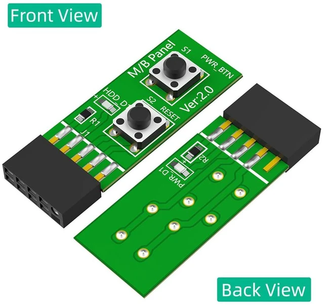 Alt view image 6 of 6 - AJMRTC 2x5 Pin Motherboard Test Switch Board Adapter, Power ON/OFF & Reset Pushbutton Module with LED Indicator for Bare Desktop PC Bench Testing, 1 Piece