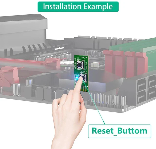 Alt view image 3 of 6 - AJMRTC 2x5 Pin Motherboard Test Switch Board Adapter, Power ON/OFF & Reset Pushbutton Module with LED Indicator for Bare Desktop PC Bench Testing, 1 Piece