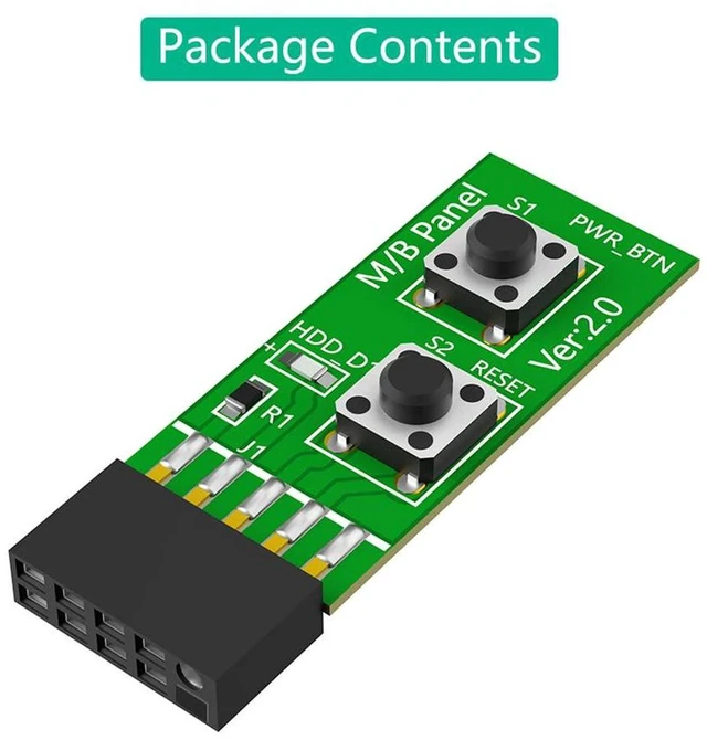 Alt view image 4 of 6 - AJMRTC 2x5 Pin Motherboard Test Switch Board Adapter, Power ON/OFF & Reset Pushbutton Module with LED Indicator for Bare Desktop PC Bench Testing, 1 Piece