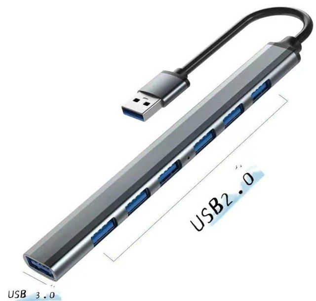 Alt view image 2 of 5 - AJMRTC 7 Port USB 3.0 Hub, Aluminum USB Splitter Extender, High Speed Data Transfer Multiport USB Expansion Station for Laptop PC Desktop