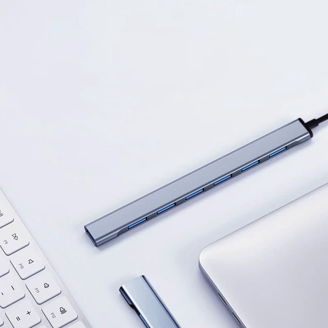 Alt view image 4 of 5 - AJMRTC 7 Port USB 3.0 Hub, Aluminum USB Splitter Extender, High Speed Data Transfer Multiport USB Expansion Station for Laptop PC Desktop