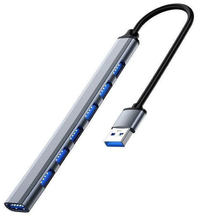 Alt view image 3 of 5 - AJMRTC 7 Port USB 3.0 Hub, Aluminum USB Splitter Extender, High Speed Data Transfer Multiport USB Expansion Station for Laptop PC Desktop