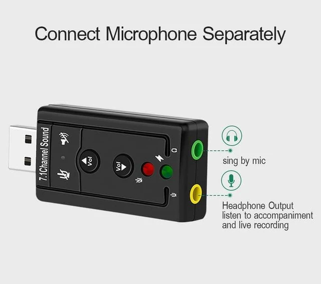 Alt view image 5 of 6 - AJMRTC USB 2.0 External 7.1 3D Sound Card Audio Adapter, Virtual Surround Sound with Volume Control Hotkeys for Laptop Desktop Headset Mic