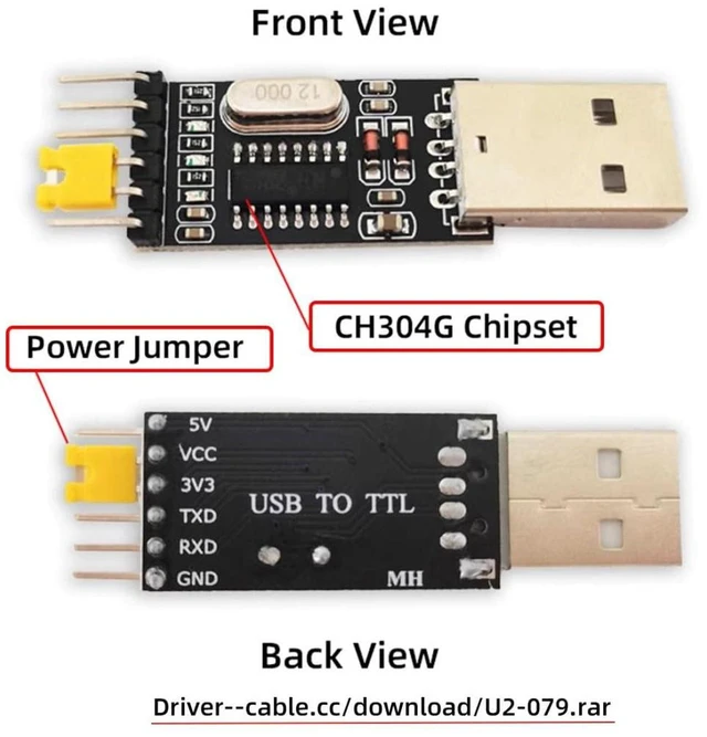 Alt view image 5 of 7 - AJMRTC USB 2.0 to TTL Serial Adapter Module, 5V / 3.3V Selectable Level UART Programmer with PWR TXD RXD LED Indicator Lights for MCU Debug