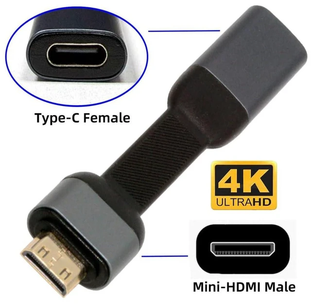 Alt view image 7 of 7 - AJMRTC 3.46 Inch Short Flat USB C to Mini HDMI Cable, One-Way 4K@60Hz Type-C to Mini HDMI Video Cord for Monitor, Compatible with Thunderbolt 3 / Thunderbolt 4 Port