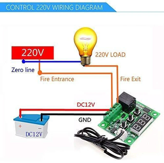 Alt view image 2 of 7 - AJMRTC 2PCS W1209 DC 12V Digital Temperature Controller Board, Micro Digital Thermostat Module with Display, Cooling Heating Control Switch for Incubator Aquarium
