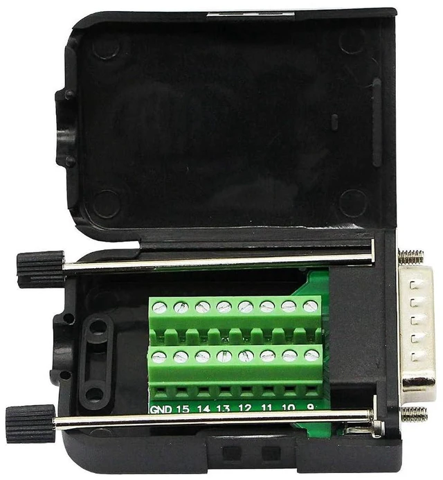 Alt view image 2 of 7 - AJMRTC DB15 Breakout Connector, DB15 D-SUB Male Solderless Terminal Block Adapter, Serial DB15 Screw Wiring Breakout Board for CNC, Industrial Control, Signal Transmission, Debugging and Wiring Modifi
