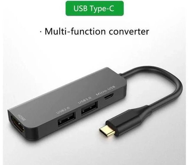Alt view image 2 of 6 - AJMRTC 5 in 1 Type-C Docking Station, USB C Multiport Adapter with USB3.0, USB2.0, Micro-USB and HDMI-Compatible Video Output, Portable USB-C Hub for Laptop, Tablet, Phone, Monitor, Flash Drive