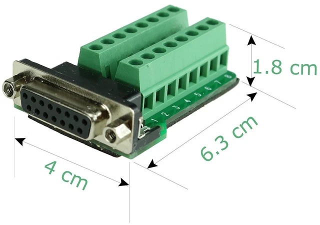 Alt view image 5 of 5 - AJMRTC DB15 Female Breakout Board, DB15 D-SUB Female to Screw Terminal Adapter, Solder-Free DB15 Connector Wiring Terminal Block for CNC, Industrial Control, Serial Signal Debugging and Circuit Testin