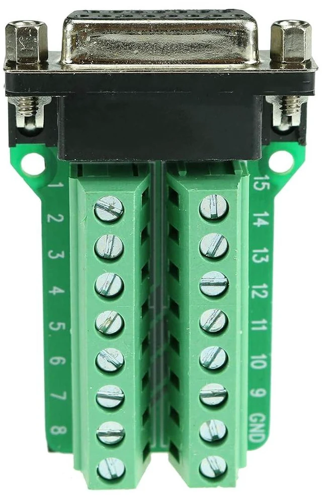 Alt view image 2 of 5 - AJMRTC DB15 Female Breakout Board, DB15 D-SUB Female to Screw Terminal Adapter, Solder-Free DB15 Connector Wiring Terminal Block for CNC, Industrial Control, Serial Signal Debugging and Circuit Testin