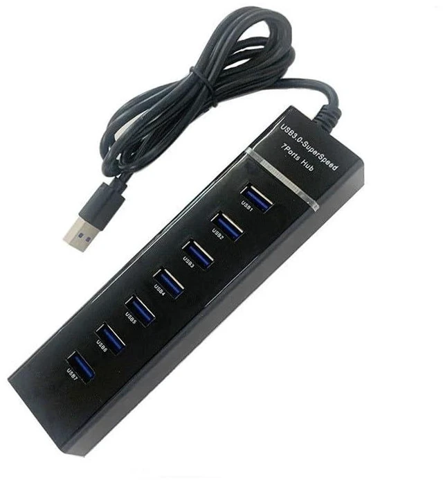 Alt view image 7 of 7 - AJMRTC 7-Port USB 3.0 Hub Splitter, High Speed USB3.0 Data Expansion Hub, Portable Multi Port USB Distributor for Laptop, Desktop PC, MacBook, Mac Pro, Flash Drive, Mouse, Keyboard, Hard Drive