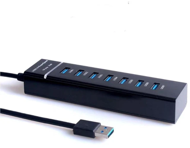 Alt view image 3 of 7 - AJMRTC 7-Port USB 3.0 Hub Splitter, High Speed USB3.0 Data Expansion Hub, Portable Multi Port USB Distributor for Laptop, Desktop PC, MacBook, Mac Pro, Flash Drive, Mouse, Keyboard, Hard Drive