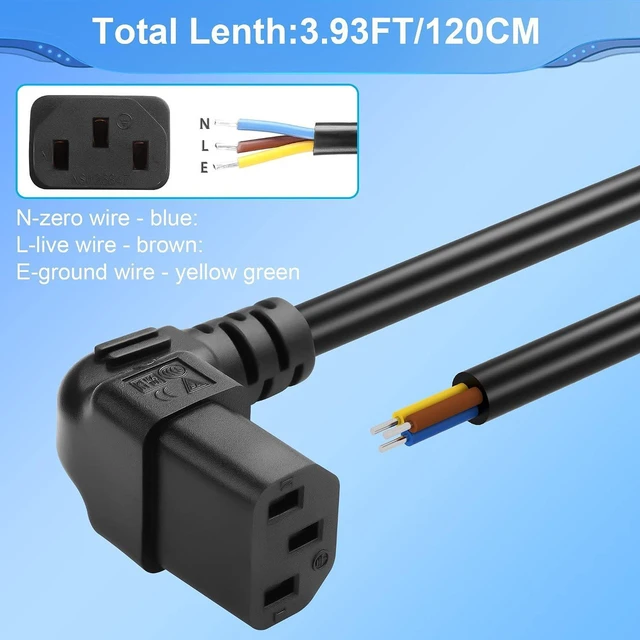 Alt view image 5 of 6 - AJMRTC 3.93FT IEC 320 C13 Female 3 Pin Pigtail Power Cord, 18AWG 3-Conductor C13 to Pre-Stripped Bare Open Wiring Cable, for PSU, Server, PDU, Industrial Cabinet, DIY Electrical Wiring and Equipment