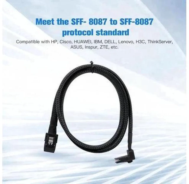 Alt view image 7 of 7 - AJMRTC SF-031 1M SFF-8087 Mini SAS 4i 36Pin Cable, SFF8087 36 Pin to 36 Pin Right 90 Degree Angled Internal SAS Cable for RAID Controller, Server HDD Backplane, Storage Array Connection