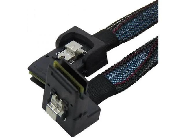 Alt view image 3 of 7 - AJMRTC SF-031 1M SFF-8087 Mini SAS 4i 36Pin Cable, 36 Pin to 36 Pin 90 Degree Right Angled Internal Mini SAS Cord, High Speed SAS Cable for RAID HBA Controller, Server HDD Backplane, NAS Storage Array