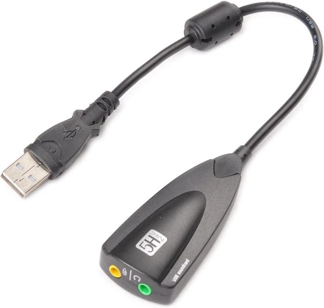 Main image of AJMRTC USB 2.0 External Sound Card, Virtual 7.1 Channel 3D Surround Audio Adapter, USB to 3.5mm Headphone Mic Converter, Plug and Play for Desktop Laptop Gaming Streaming
