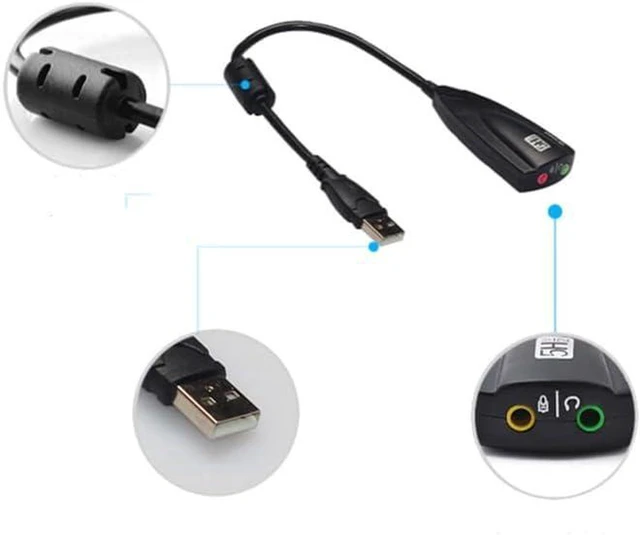 Alt view image 5 of 5 - AJMRTC USB 2.0 External Sound Card, Virtual 7.1 Channel 3D Surround Audio Adapter, USB to 3.5mm Headphone Mic Converter, Plug and Play for Desktop Laptop Gaming Streaming