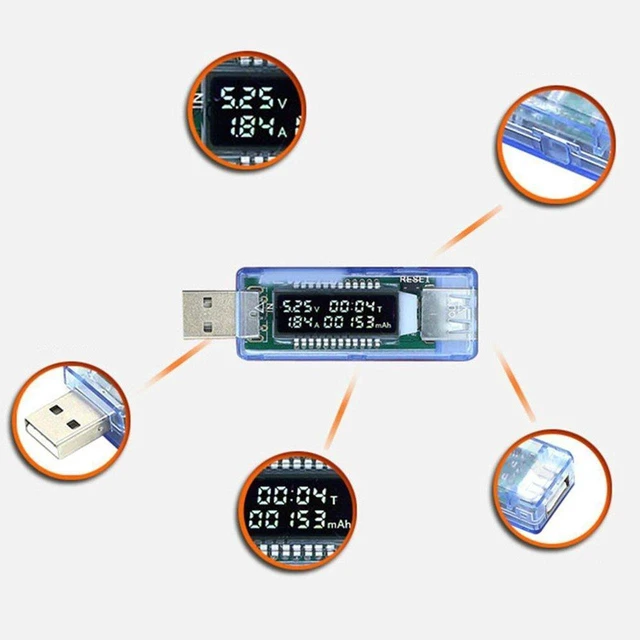 Alt view image 5 of 6 - AJMRTC USB LCD Current Voltage Tester Meter, USB Power Capacity Detector, Multimeter Doctor for Testing Charger Power Bank Cable Output Parameter