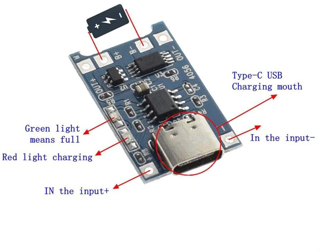 Alt view image 2 of 5 - AJMRTC 3Pcs TP4056 Type-C USB Lithium Battery Charging Module, 5V 1A 18650 Charger Board with Overcharge Over-Discharge Protection for 3.7V Li-ion Battery