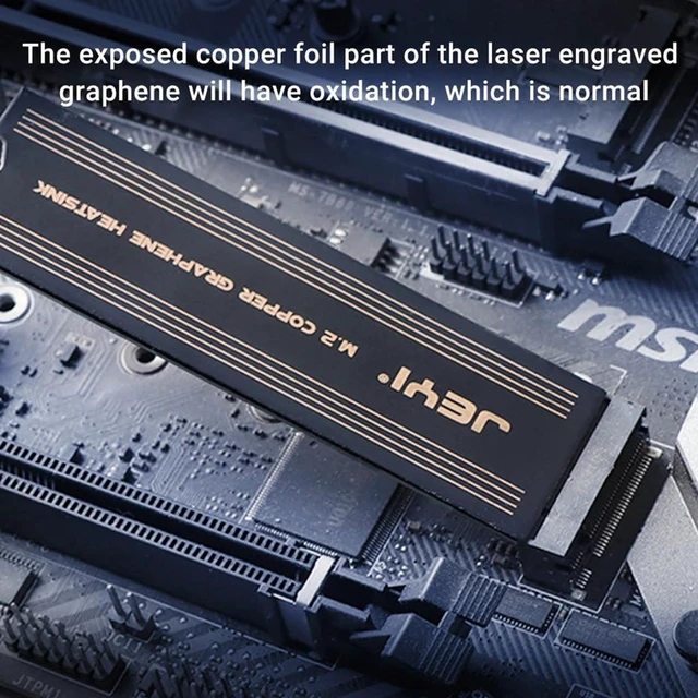 Alt view image 2 of 7 - AJMRTC M.2 2280 SSD Heatsink, Dual-Layer Graphene & Copper Cooling Radiator, Thermal Cooler for Laptop Desktop NVMe NGFF 2280 Solid State Drives, 1 Pair