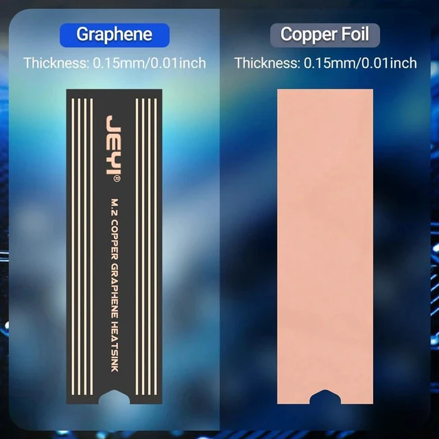 Alt view image 7 of 7 - AJMRTC M.2 2280 SSD Heatsink, Dual-Layer Graphene & Copper Cooling Radiator, Thermal Cooler for Laptop Desktop NVMe NGFF 2280 Solid State Drives, 1 Pair