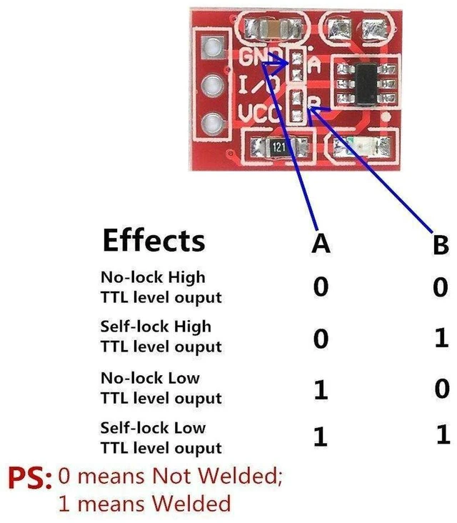 Alt view image 3 of 7 - AJMRTC 20Pcs TTP223 Capacitive Touch Sensor Module, Self-Lock / Jog Switch Mode Touch Button Module, High Sensitivity Touch Detector for Arduino ESP32 DIY Electronic Projects