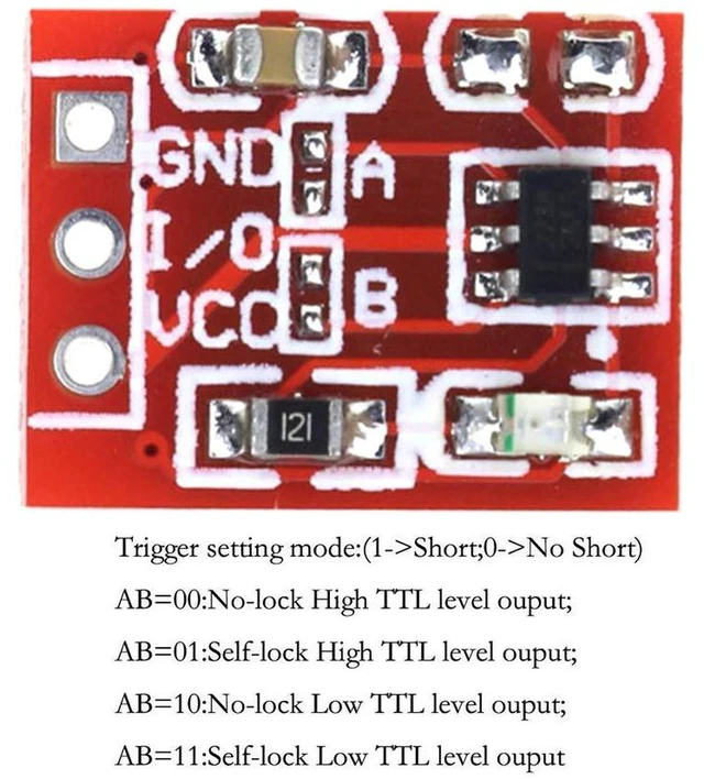 Alt view image 6 of 7 - AJMRTC 20Pcs TTP223 Capacitive Touch Sensor Module, Self-Lock / Jog Switch Mode Touch Button Module, High Sensitivity Touch Detector for Arduino ESP32 DIY Electronic Projects